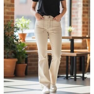 NSF Womens Jeans‎ 27 Cream Denim Utility Flare Boot Classic Casual Retro Western